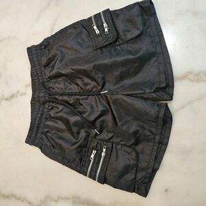 American Bazi Black Cargo Shorts with Zipper Detail